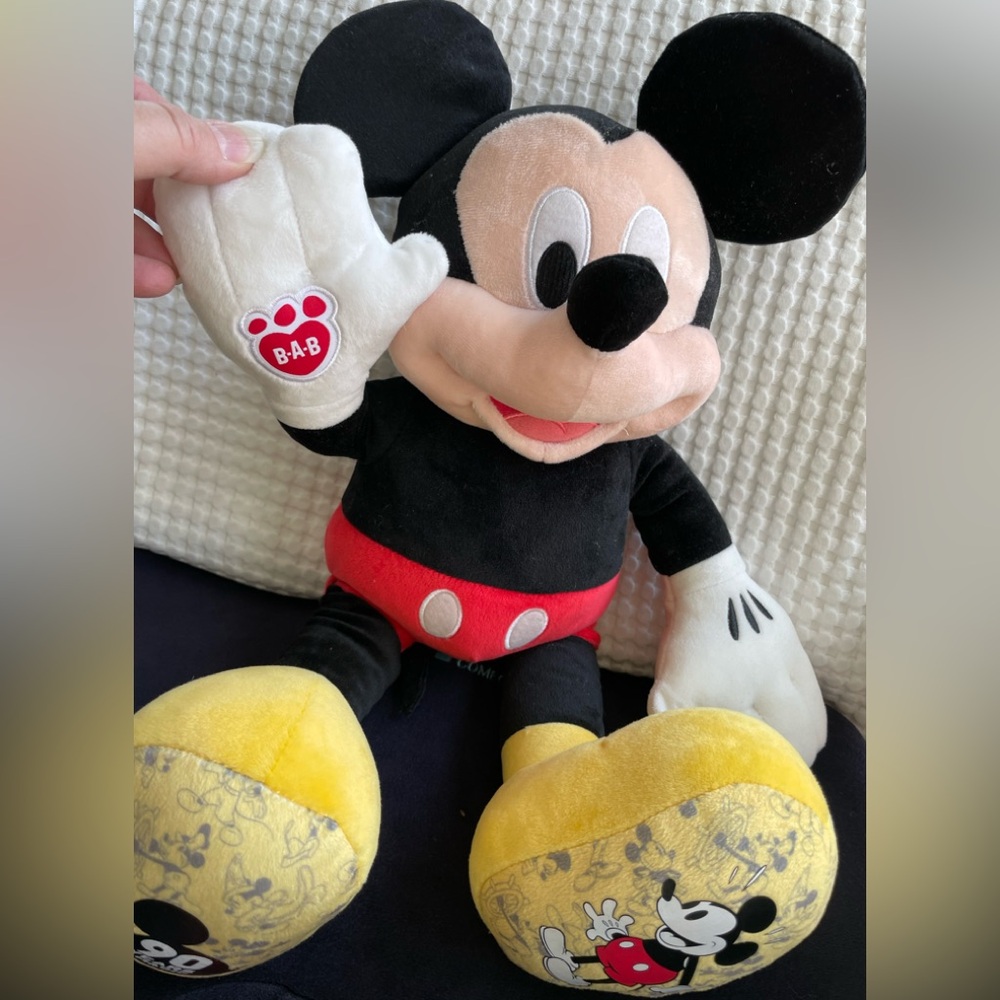 Disney Build A Bear Mickey Mouse 90th Anniversary Plush Toy - Black, Red, Yellow - Picture 2 of 3
